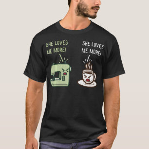 Funny Knitting Sewing Sewing Coffee And T-Shirt