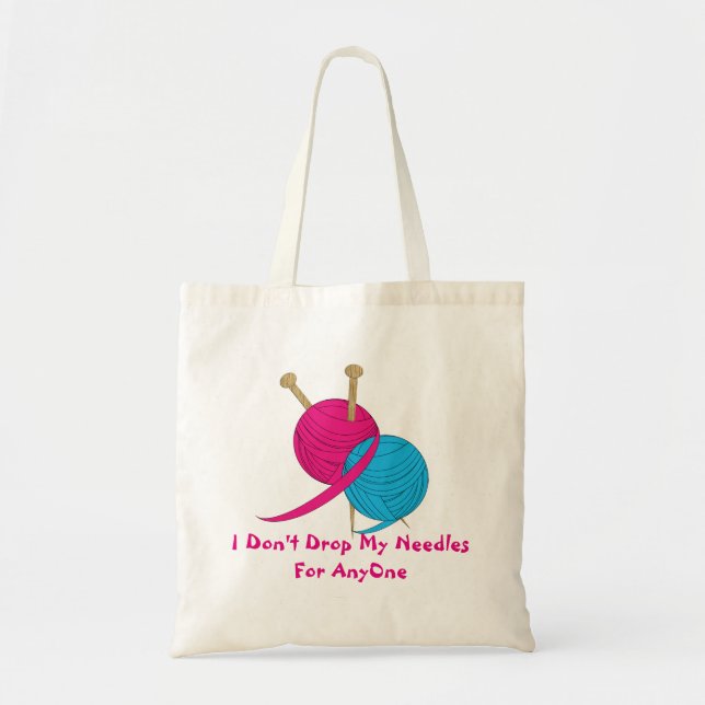 Funny Knitting Wool And Needles Novelty Design Tote Bag (Front)