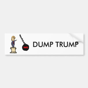 Funny Knock Trump off Pedestal Cartoon Bumper Sticker