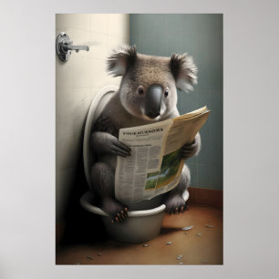 Funny Koala Bear Bathroom Print Toilet Wall Art