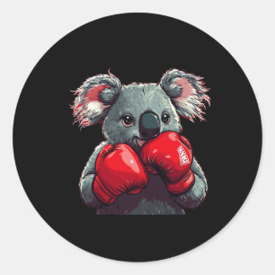 Funny Koala Bear In The Ring With Boxing Gloves Co Classic Round Sticker
