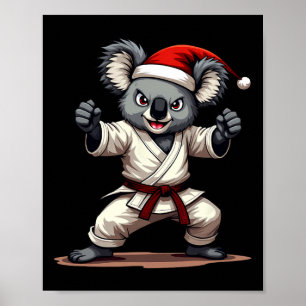 Funny Koala Karate Christmas Martial Arts Santa Ha Poster