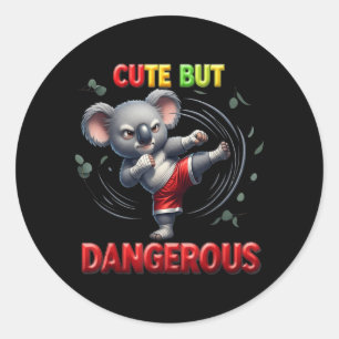 Funny Koala Karate Taekwondo Martial Art Cute But Classic Round Sticker