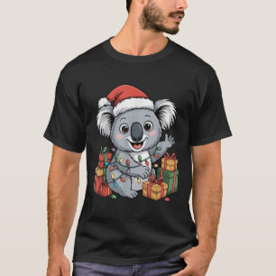 Funny Koala Santa Hat Animals Lovers Ugly Christma T-Shirt