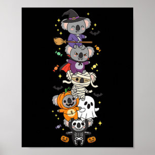 Funny Koala Witch Vampire Ghost Halloween Kids Men Poster