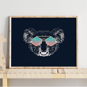 Funny Koala With Sunglasses Wall Print