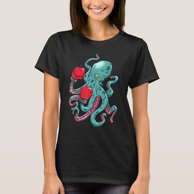 Funny Kraken Octopus Boxing Gloves Underwater Ocea T-Shirt (Front)
