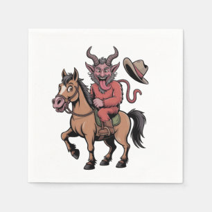 Funny Krampus Christmas Evil Santa Cowboy Western Napkin