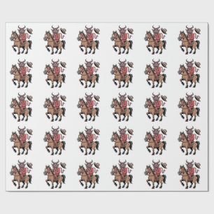 Funny Krampus Christmas Evil Santa Cowboy Western Wrapping Paper