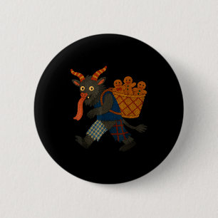 Funny Krampus Gingerbread Yarn Art Creepy Holiday  6 Cm Round Badge
