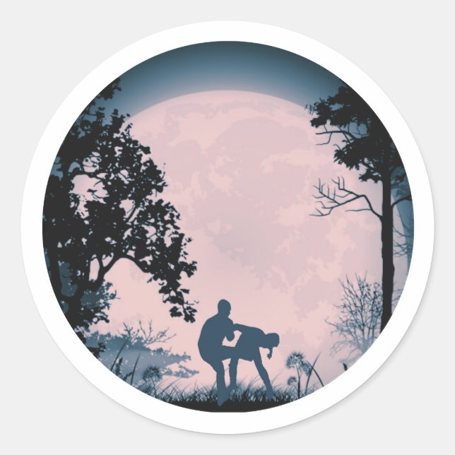 Funny Krav Maga Groin Kick Full Moon Sticker Pink (Front)