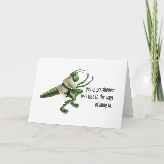Funny Kung Fu Grasshopper Card (Front)