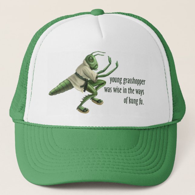 Funny Kung Fu Grasshopper Trucker Hat (Front)