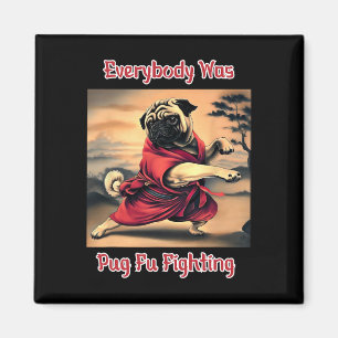Funny Kung Fu Pug Cute Karate Pug Humourous Dog Te Magnet