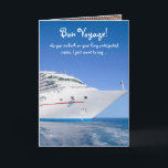 Funny Lab Bon Voyage for cruise. Card<br><div class="desc">The ocean liner is thanks to clker.  Inside Moses is in his Hawaiian shirt waiting by the curb with a backpack.  You can customise all of the text.</div>