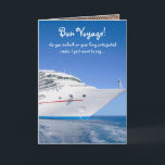 Funny Lab Bon Voyage for cruise. Card<br><div class="desc">The ocean liner is thanks to clker.  Inside Moses is in his Hawaiian shirt waiting by the curb with a backpack.  You can customise all of the text.</div>