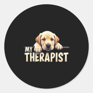 Funny Lab Puppy My Therapist Labrador Dog Classic Round Sticker
