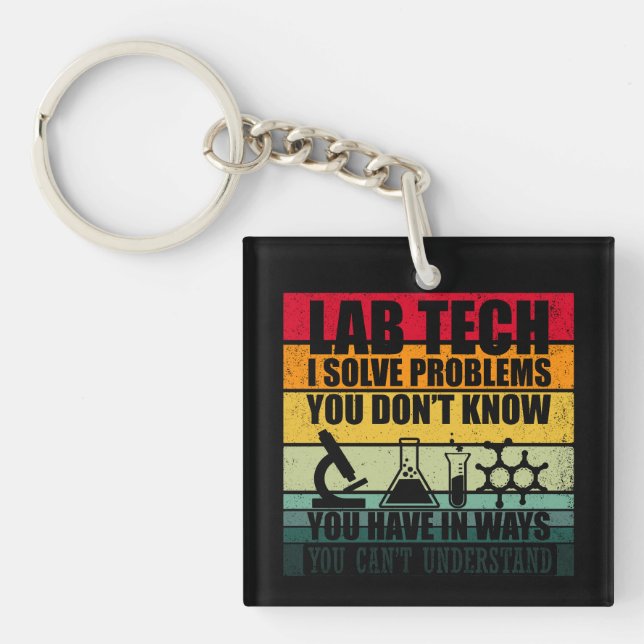 Funny lab tech quotes laboratory technician humour key ring (Front)