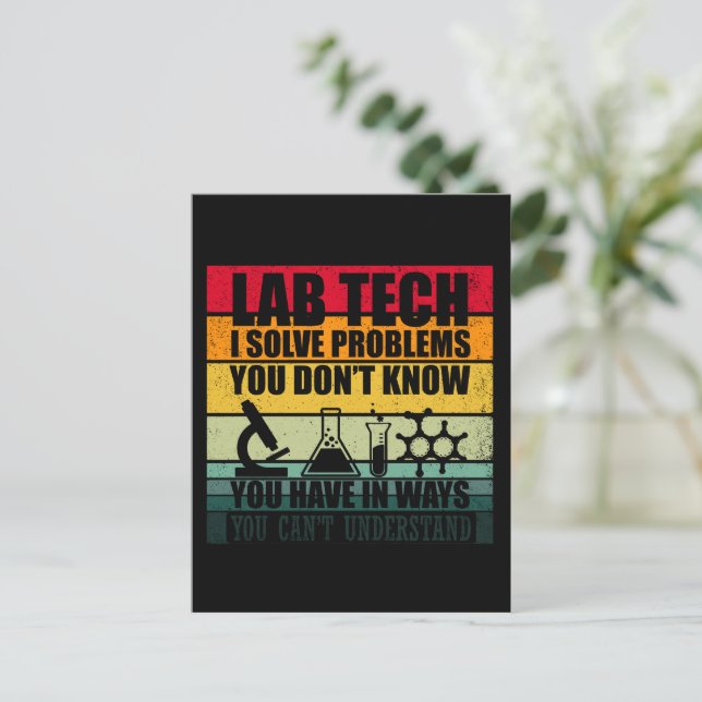 Funny lab tech quotes laboratory technician humour postcard (Standing Front)