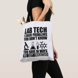 Funny lab tech quotes laboratory technician humour tote bag