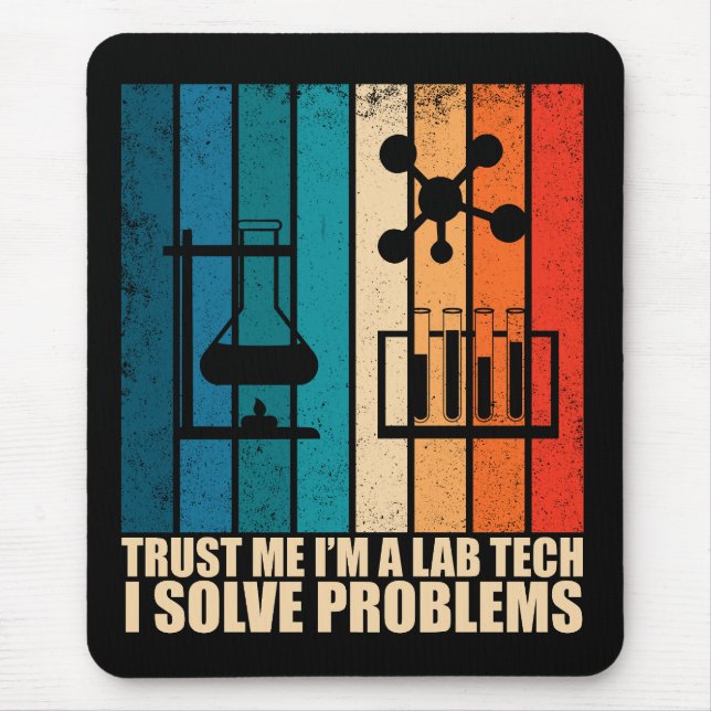 Funny lab tech vintage laboratory technician humou mouse pad (Front)