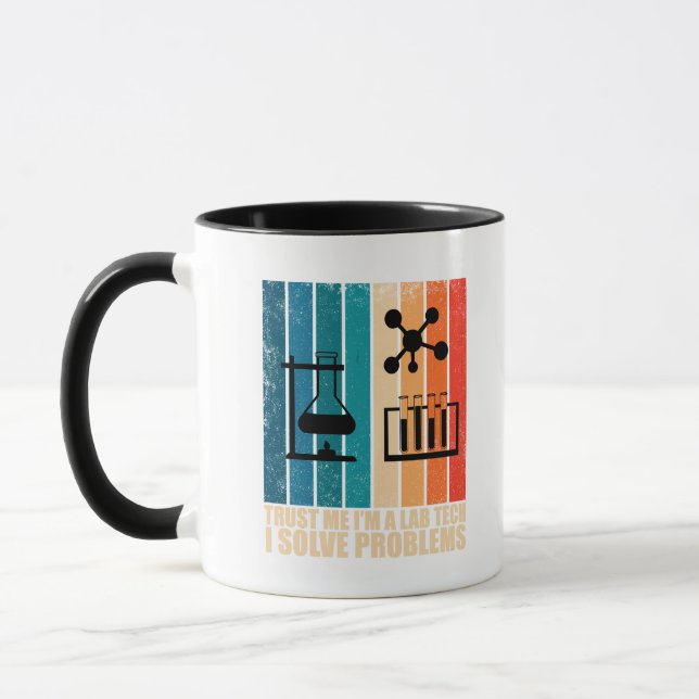 Funny lab tech vintage laboratory technician humou mug (Left)