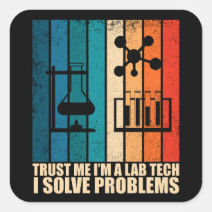 Funny lab tech vintage laboratory technician humou square sticker