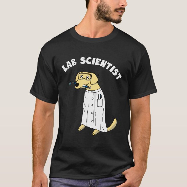 Funny Laboratory Labrador Cartoon Lab Scientist T-Shirt (Front)