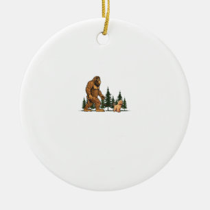 Funny Labradoodle Bigfoot Dog Walking Dog Mum Dad Ceramic Ornament