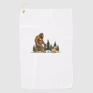 Funny Labradoodle Bigfoot Dog Walking Dog Mum Dad  Golf Towel