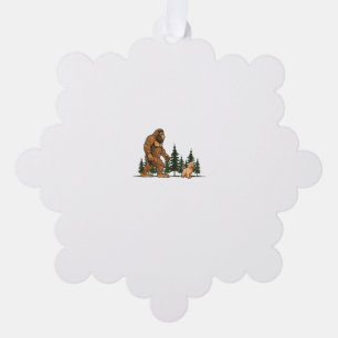Funny Labradoodle Bigfoot Dog Walking Dog Mum Dad  Tree Decoration Card