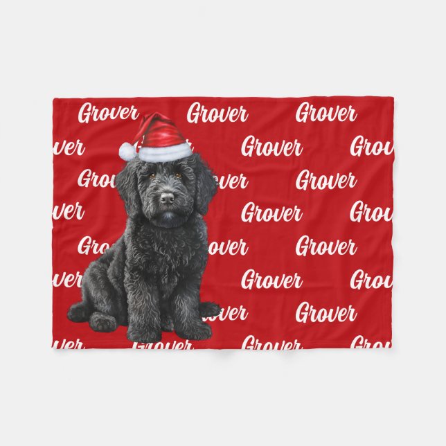 Funny Labradoodle Dog Name Patterned Christmas Fleece Blanket (Front (Horizontal))