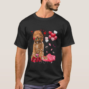 Funny Labradoodle Rose Heart Happy Valentine Day D T-Shirt