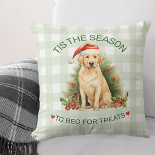 Funny Labrador  Begging for Treats Christmas Cushion