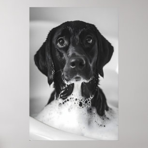 Funny Labrador Bubble Bath Print, Quirky Bathroom Poster