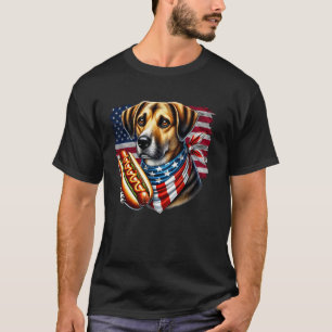 Funny Labrador Dog Bandanna Hotdog American Flag 4 T-Shirt