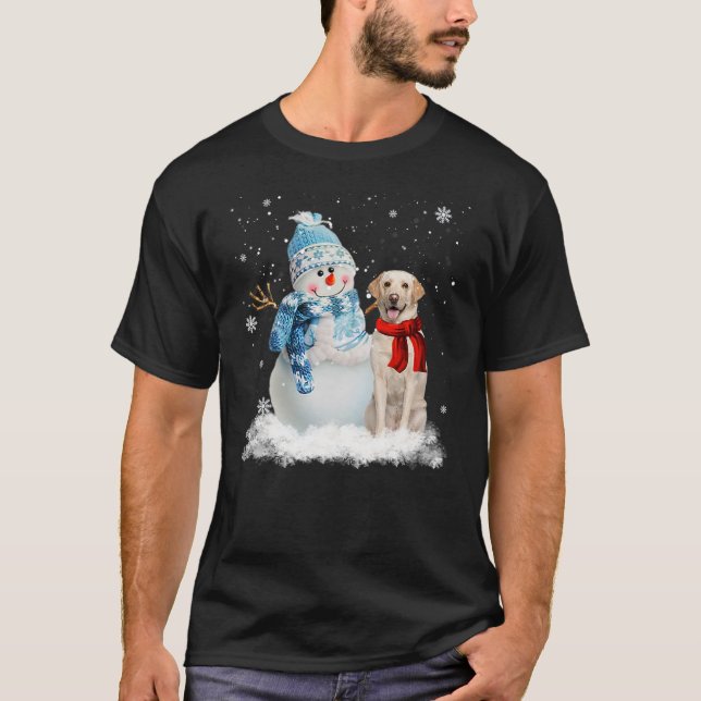 Funny Labrador Dog Christmas Snowman Christmas Paj T-Shirt (Front)