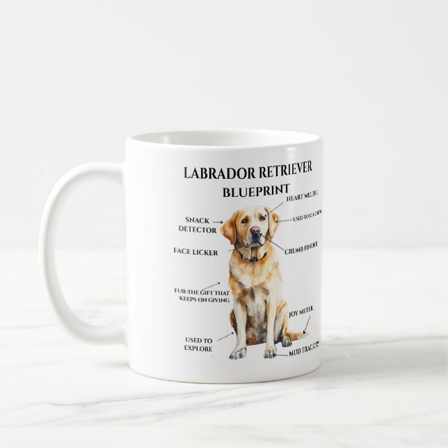 Funny Labrador Retriever  Blueprint Coffee Mug (Left)