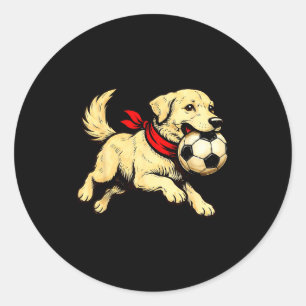 Funny Labrador Retriever Dog Playing Soccer Game D Classic Round Sticker