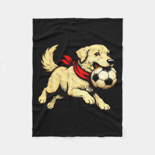 Funny Labrador Retriever Dog Playing Soccer Game D Fleece Blanket