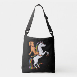 Funny Labrador Retriever Dog Riding Unicorn Crossbody Bag
