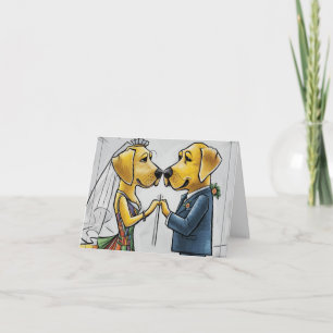 Funny Labrador Retriever Dog Wedding Art Card