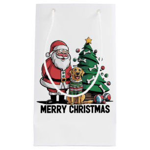 Funny Labrador Retriever Dog with Santa Claus Art Small Gift Bag