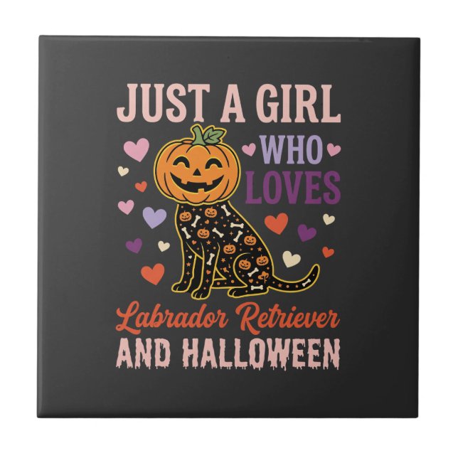 Funny Labrador Retriever Halloween Pumpkin Dog Ceramic Tile (Front)