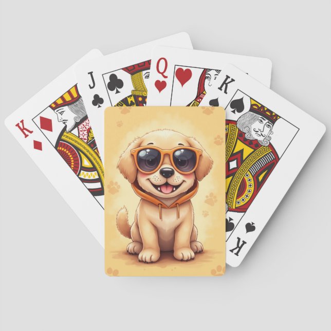 Funny Labrador Retriever Kawaii Dog Playing Cards (Back)