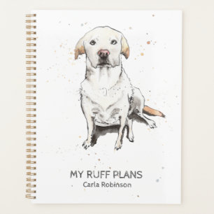 Funny Labrador Retriever watercolor personalised Planner