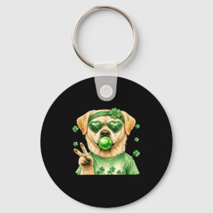 Funny labrador st patricks day luck irish shamrock key ring