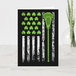 Funny Lacrosse American Flag St Patrick Day For Me Card