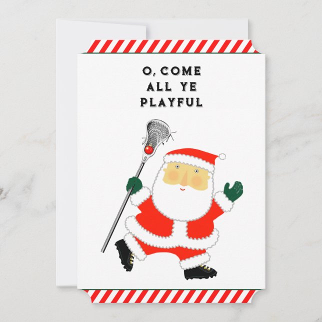 Funny Lacrosse Christmas Holiday Card (Front)