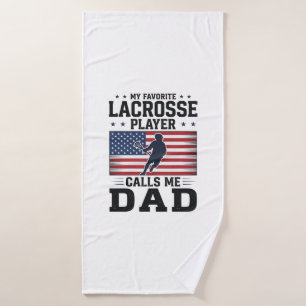 Funny Lacrosse Dad American Flag Vintage Shirt Des Bath Towel